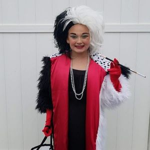 Disney Girls Cruella De Vil Costume Fur Coat Dress